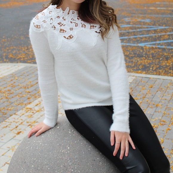 Lace Detail Fuzzy Sweater - Picture 4 of 4